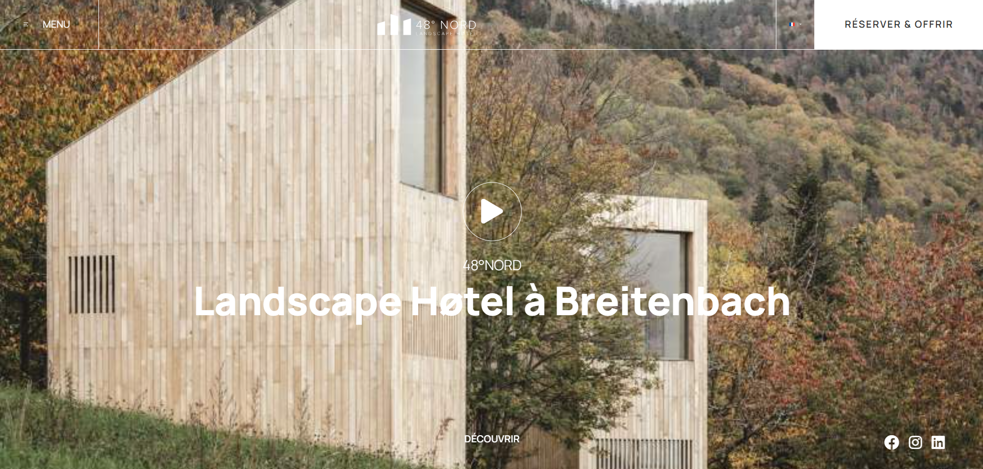 Page d'accueil du nouveau site de l'hôtel 48°Nord