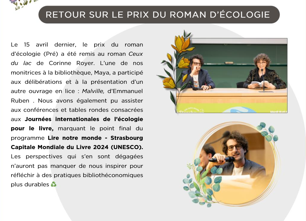 Accompagnement prix du roman d'Écologie