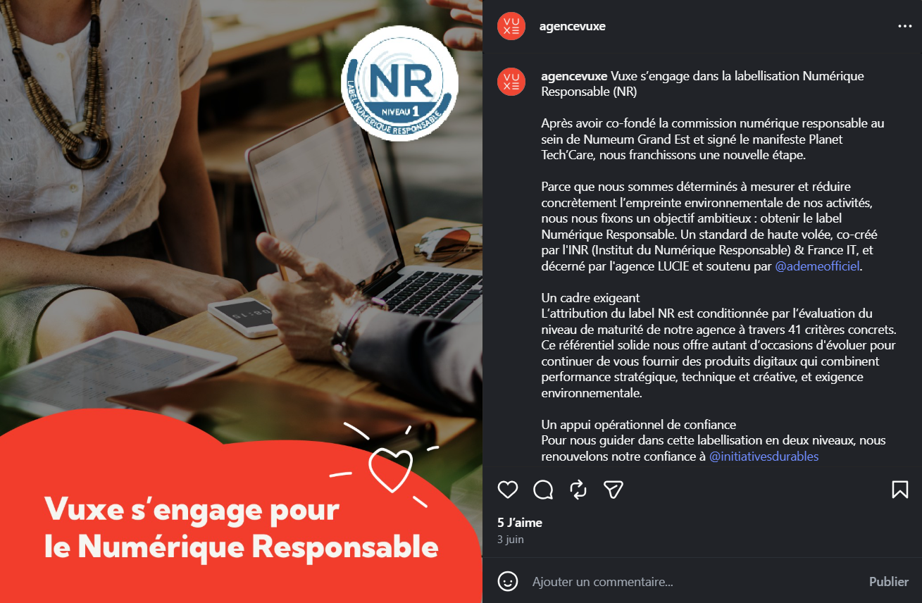 Copilotage labellisation Numérique Responsable
